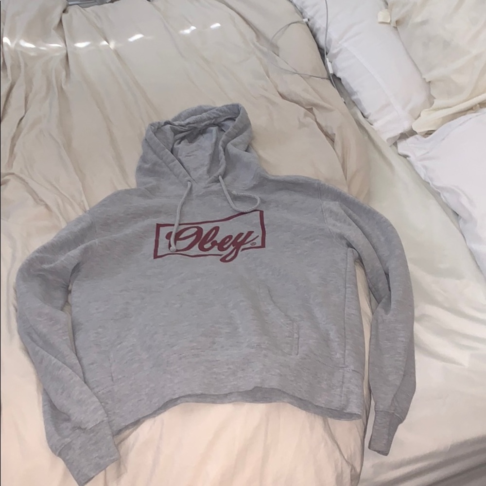 gray obey hoodie